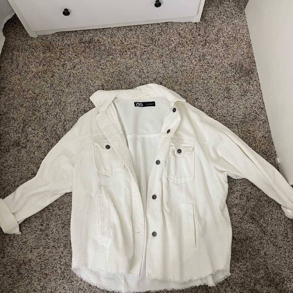 Zara White Utility Jacket Casual Style